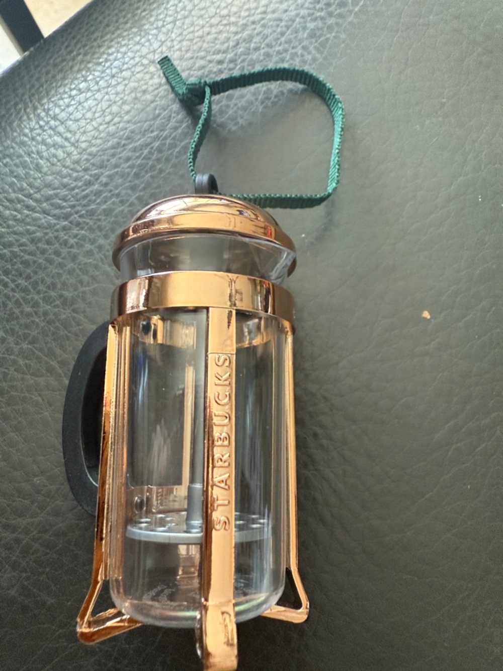 Starbucks Rose Gold and Clear French Press coffee maker Ornament